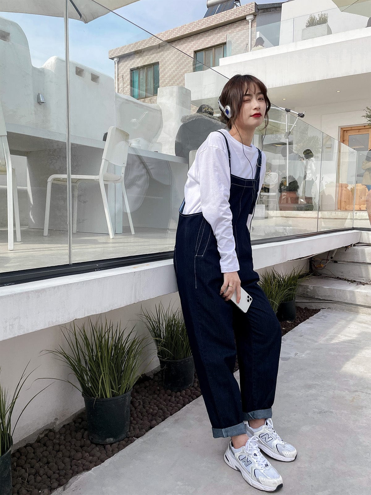 Drops trousers women 2021 new loose Korean students high waist denim nine pants wide legs joint pants 010820