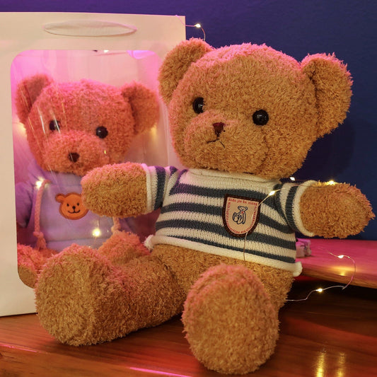 Wholesale Sweater Teddy Bear Plush Toy Doll Hair Clothing Couple Hold Bear Doll Birthday Gift Customized Logo