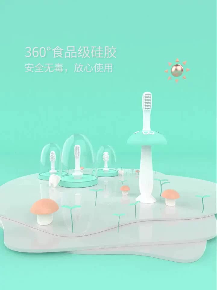 Factory direct sales Manbao baby three-stage milk toothbrush infant silicone oral cleaning anti-moth toothbrush explosion model