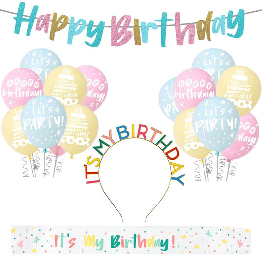 Girl birthday party balloon set color happy birthday lacuna headband balloon etiquette