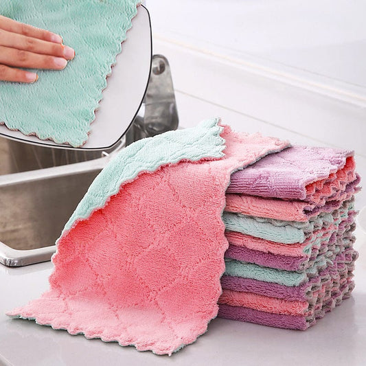 Thickened coral down dishwashing cloth water absorbing lazy rag wholesale wipe wipe table wipe bowl cleaning cloth wash bowl