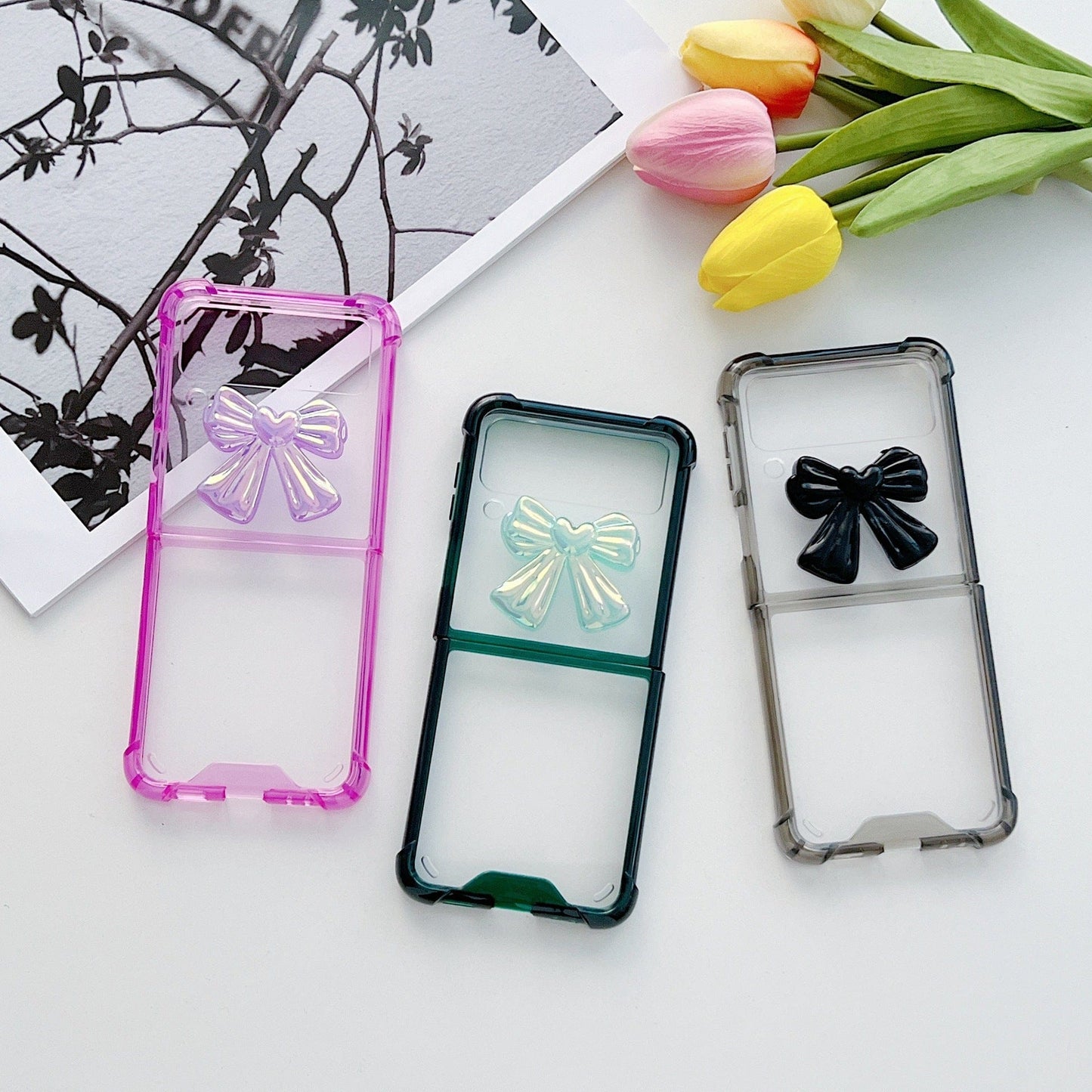 Suitable for Samsung Galaxy Z Flip3 mobile phone shell ZFlip3 folding mobile phone new bow soft foreign trade explosion