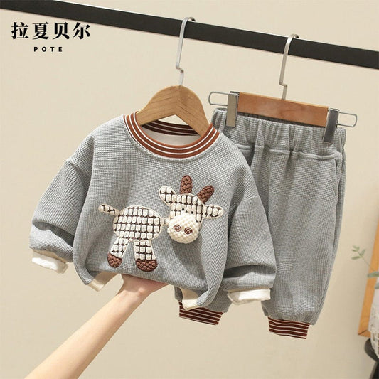 Boys and girls sweater suits 2022 spring and autumn new children's baby foreign clothes middle and small children's sports two-piece suit