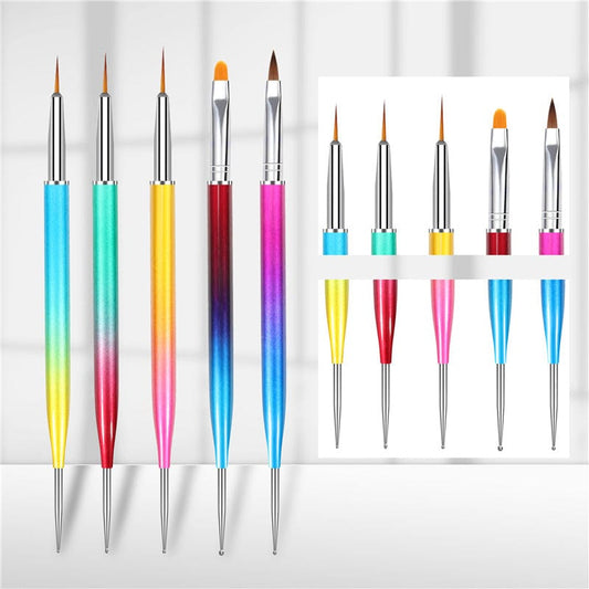 Cross-border special for 5 packs of gradient double nail pen DIY double nail nail drill pen pull line color painting pen