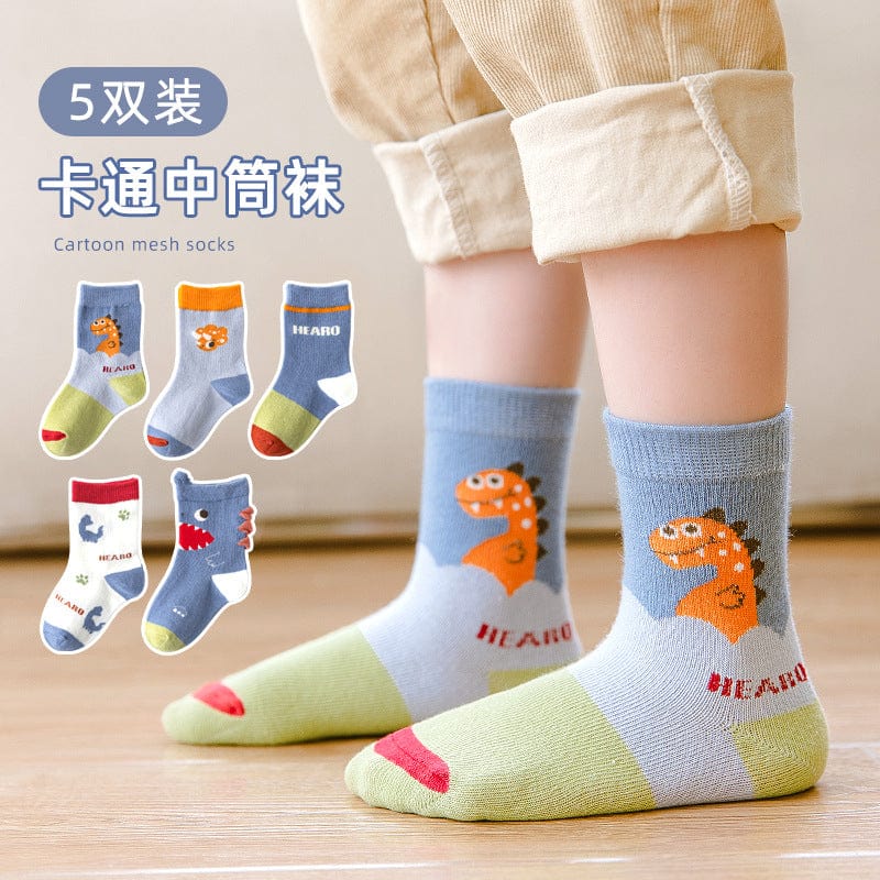 Toyo Sock 21 autumn and winter new cartoon dinosaur boy middle tank socks baby socks cotton warm sports socks wholesale