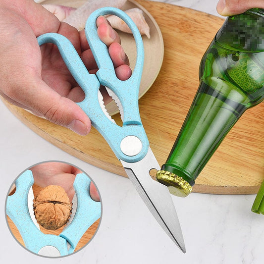 Simple multi-function stainless steel kitchen scissors wheat stalk home with chicken bone shear food shear bottle opener