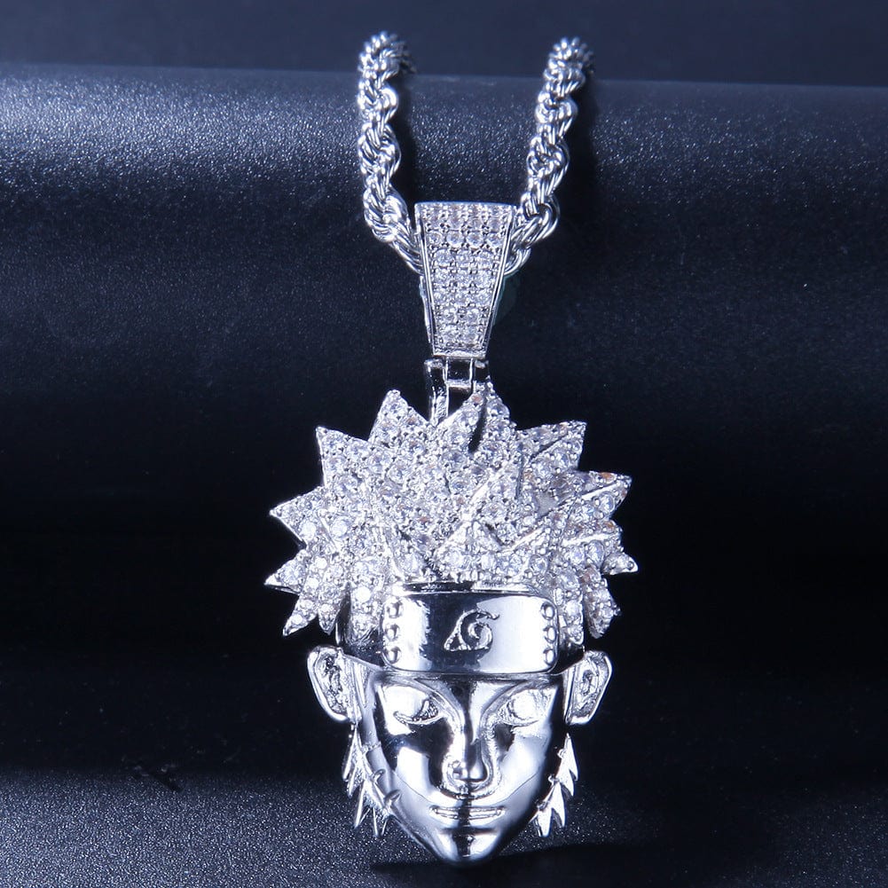 The new European and American hip-hop micro-inlaid zircon pendant movie peripheral Naruto pendant hip-hop hiphop necklace