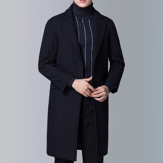 Manteau en laine pour hommes, manteau mi-long, moelleux, slim, tendance, décontracté, automne et hiver 2021