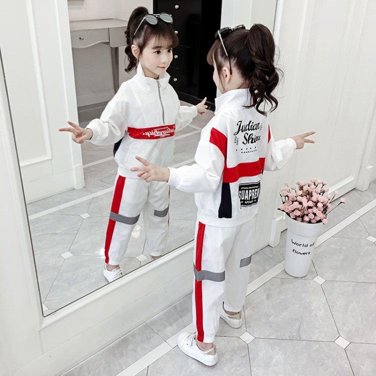 Girls' autumn set 2021 new foreign Korean version of white children spring and autumn big girl net red hipster sports