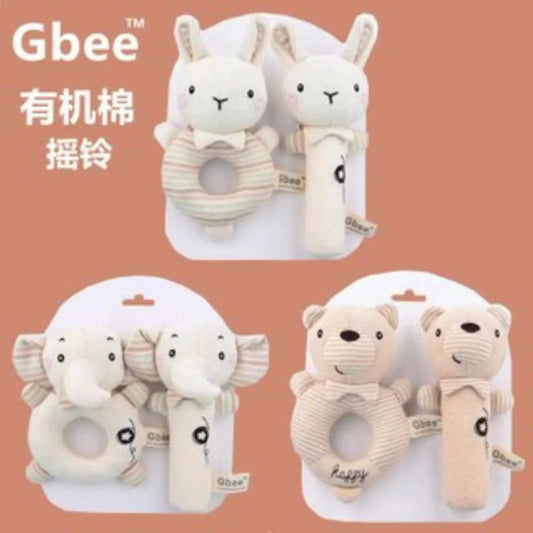 Gbee baby hand rattle plush toy early education animal round hand rattle doll baby comforting toy
