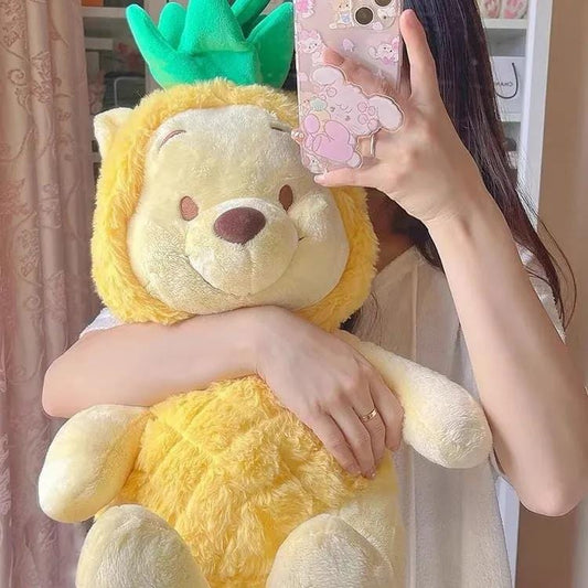 Pineapple Pooh Bear Doll Plush Toy Hat Detachable Doll Doll Sleeping Hug Bear Factory Wholesale