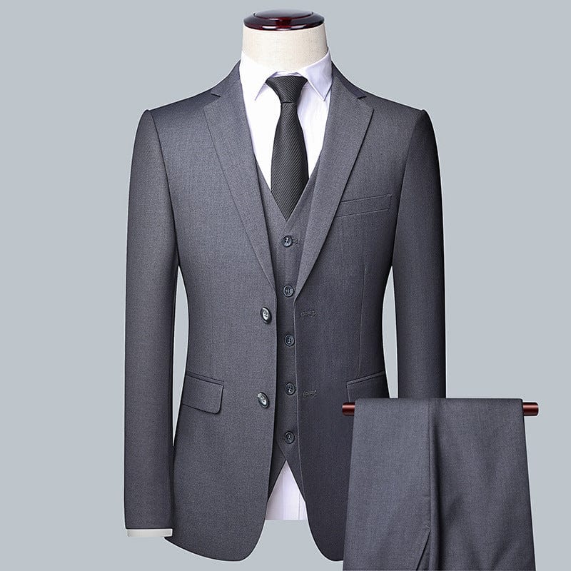 Conjunto de traje para hombre, versión coreana de tres piezas del traje delgado, carrera de negocios masculina, equipado con vestido de novia para novio