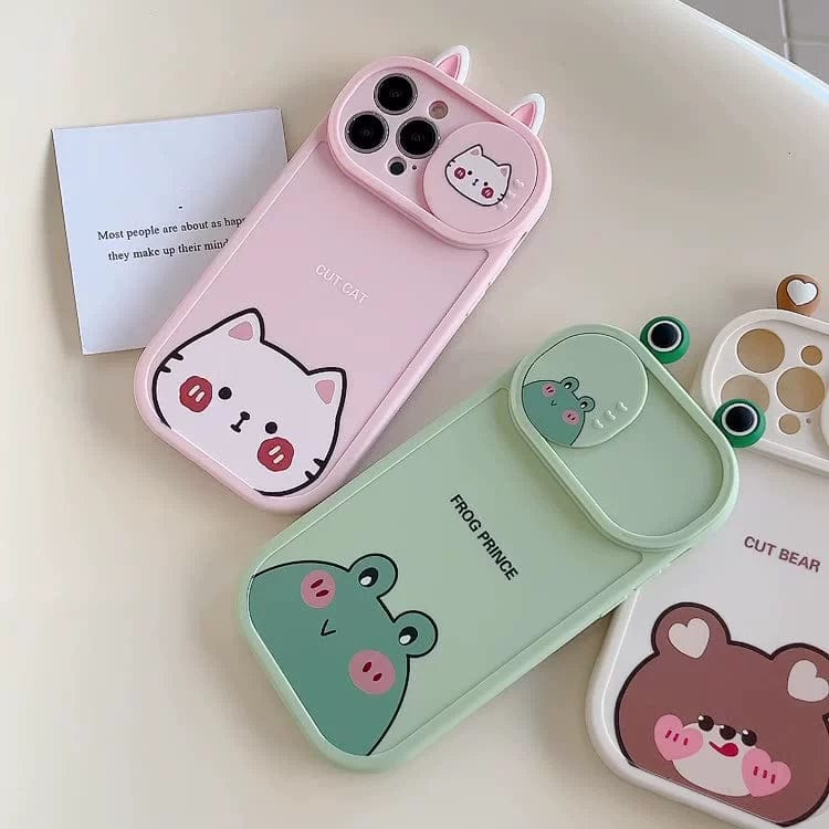 Small animal pink cat green frog bear DIY push window suitable for iphone12/13/14promax mobile phone case apple x