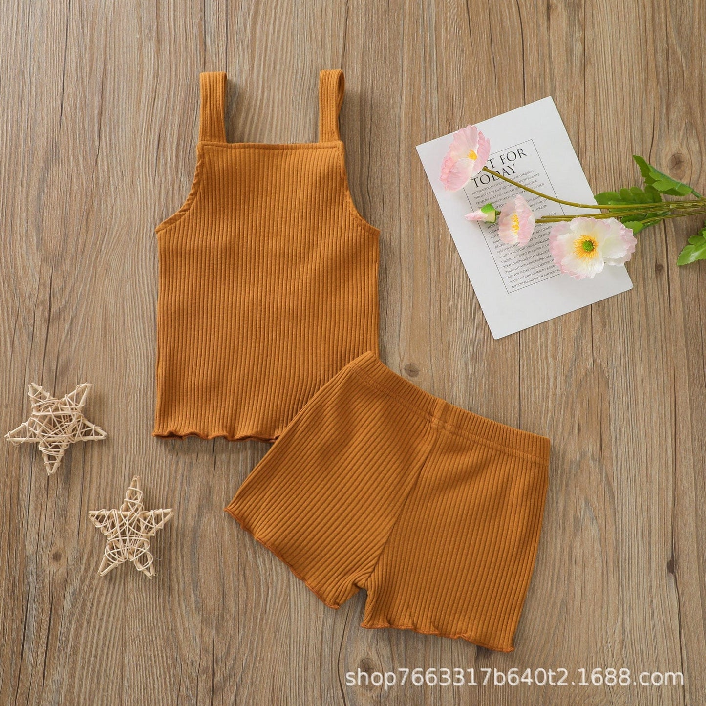Baby girl suit baby girl summer dress suspender top shorts two-piece set new vest pants support one generation