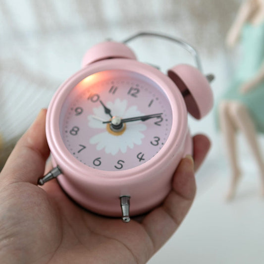 Creative new 3 inch metal belt lamp bell alarm clock chrysanthemum children student bed atime gift toy clock