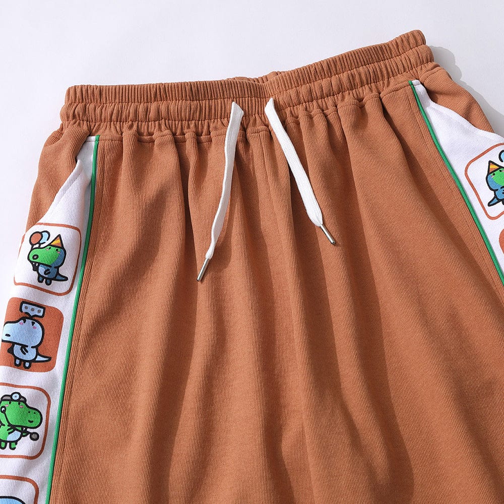 Summer tide brand Japanese student cartoon print casual shorts men's Korean version of loose colloid couple sports five pants