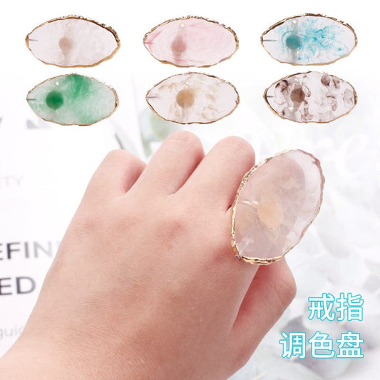 Nail ring tone color disc agate golden edge resin crystal painting ring tone palette display nail tool
