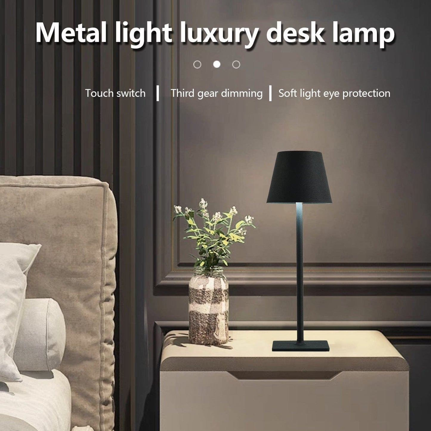 Simple desk lamp, cross-border e-commerce model, decorative desk lamp, charging table lamp, metal texture mood lamp, creative desk lamp