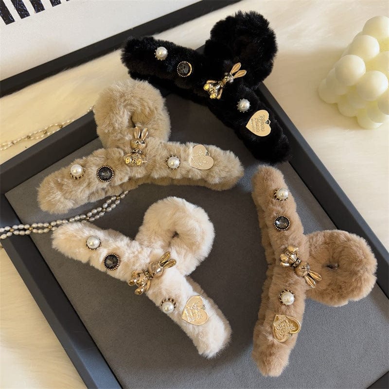 Rabbit hairpin female head hair grab clip large hair clip plush headdress 0 net celebrity explosive autumn and winter