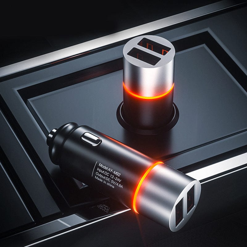 AY-M92 new car charger LED prompt car atmosphere lamp dual USB port intelligent 4.8A fast charge car charger