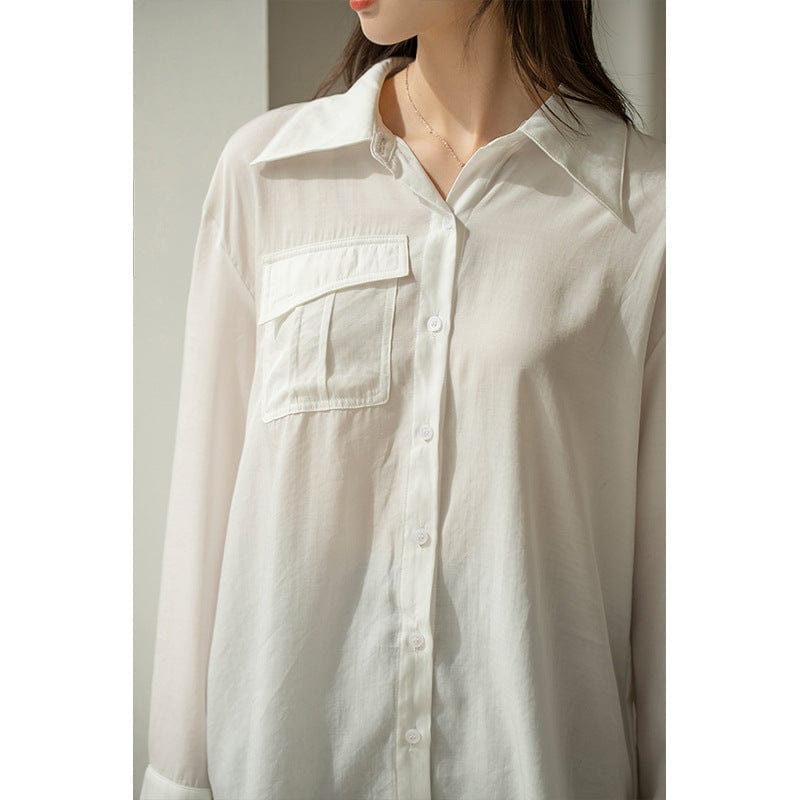 Xiuye ​​printemps nouveau tempérament coréen couleur unie mode chemise ample femme design décontracté chemise mince