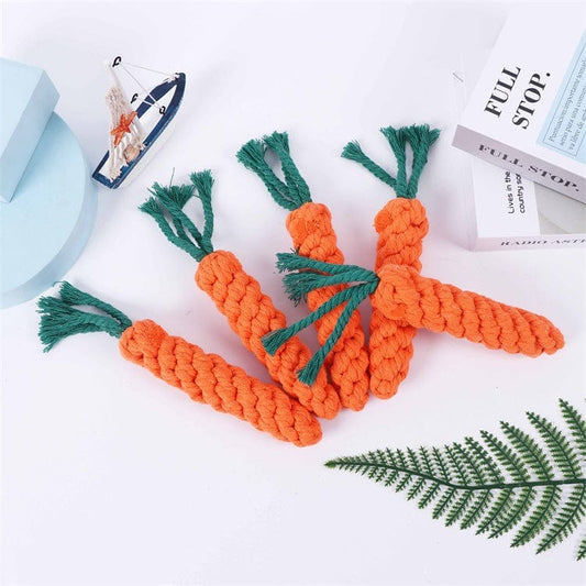 Cotton rope woven pet toy carrot pet molary teeth rope ball puppy training interactive rope knot wholesale