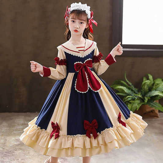 21 children's clothing autumn and winter girls plus velvet dress Korean version of the girl skirt cute Lolita girl princess dress