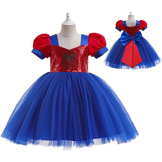 European and American new black spider web stitching dress children's princess pettiskirt cosplay performance dress skirt