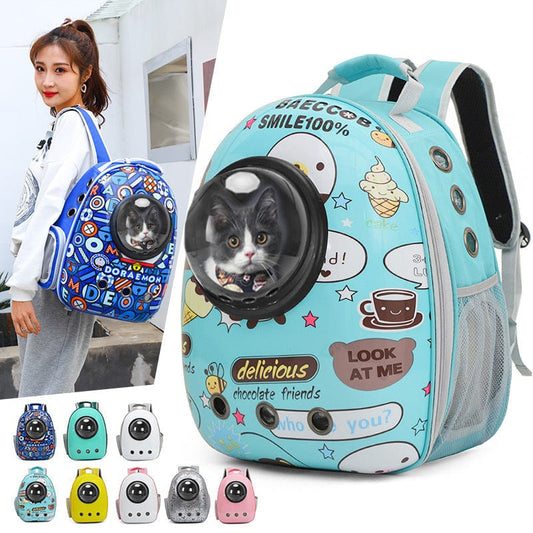 Cat bag pet backpack going out portable space capsule breathable cartoon backpack cat school bag large capacity take-away backpack