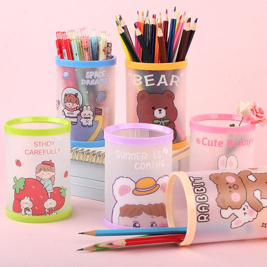 Creative stationery small gifts Cute cartoon pen holders Students start school prize DIY Making desktop storage bucket gift