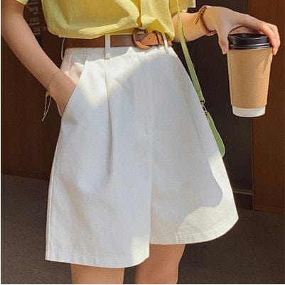 2021 summer fashion high waist wide-leg shorts female fat mm large size loose thin wild A word suits
