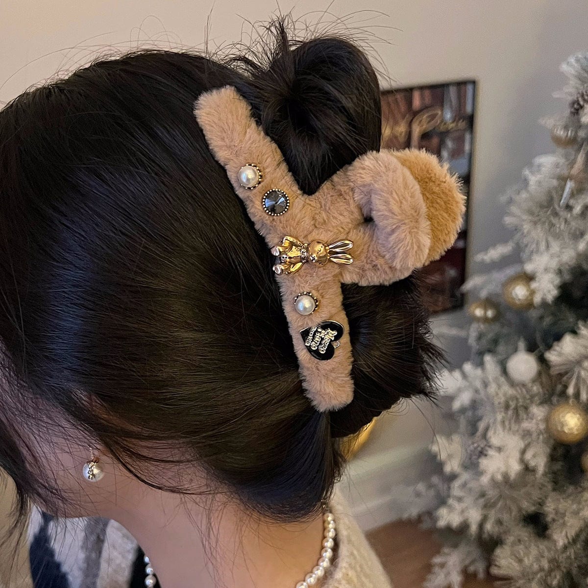 Rabbit hairpin female head hair grab clip large hair clip plush headdress 0 net celebrity explosive autumn and winter