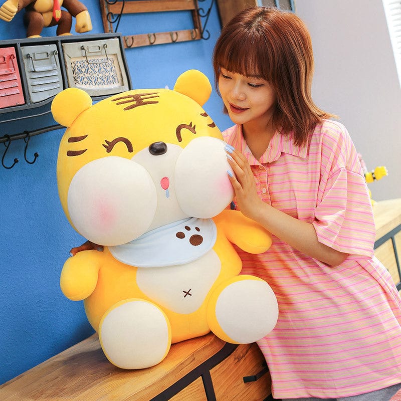 Cartoon scarf tab tiger doodle tiger boy plush toy doll children's birthday gift girl bed pillow