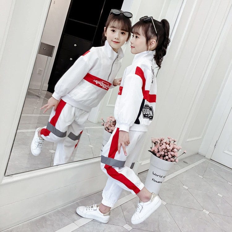 Girls' autumn set 2021 new foreign Korean version of white children spring and autumn big girl net red hipster sports