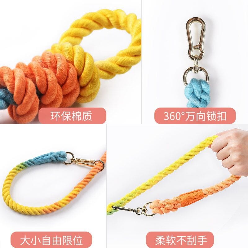 Maria Wholesale braided rainbow running big dog rope multifunctional dog leash double head pet leash dog chain