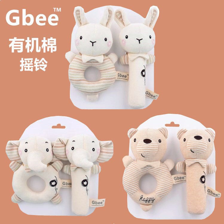 Gbee baby hand rattle plush toy early education animal round hand rattle doll baby comforting toy