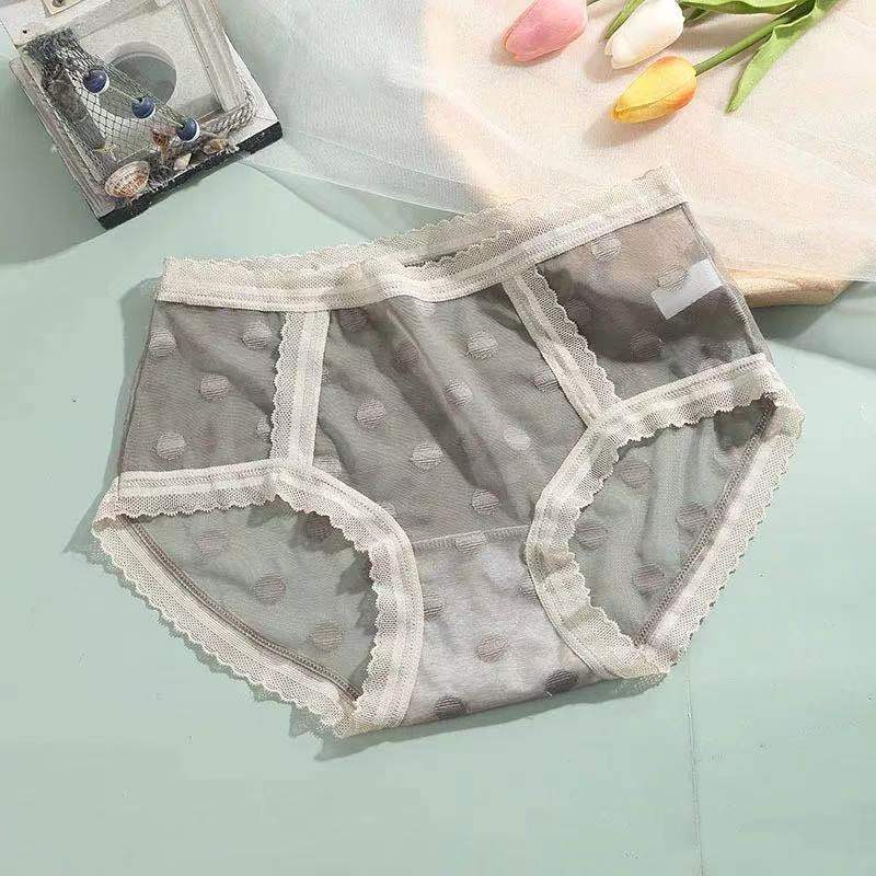 Ropa interior Sexy de encaje puro LS para mujer, ropa interior transpirable para niña, pantalones de viaje refrescantes con punto ondulado de nailon súper elástico para mujer 825