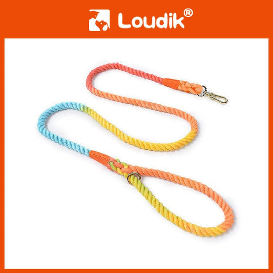 Maria  Wholesale woven cotton rainbow color dog leash collar set medium and large dog leash pet supplies manufacturer
