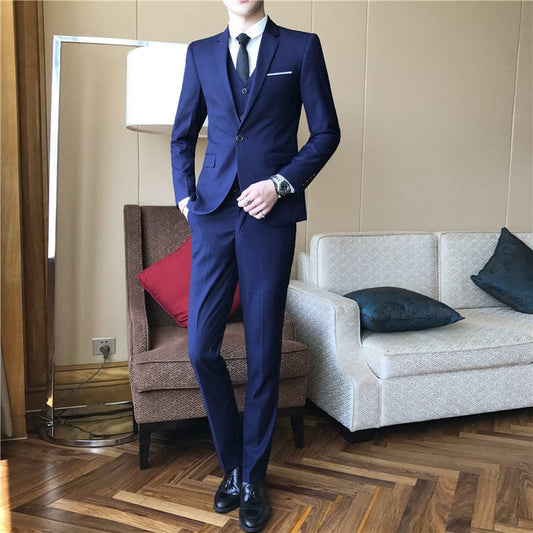 2021 new business banquet with grooms new groom wedding dress suit men's suit three-piece set of men's clothing