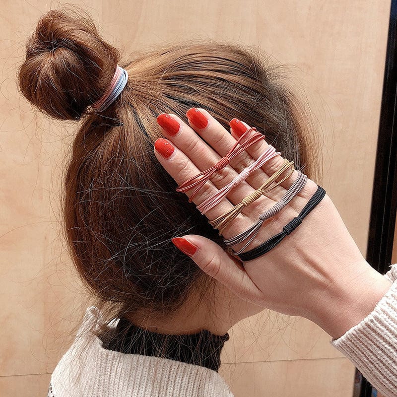 Corée simple haute élastique cuir réseau rouge INS fille attaché cheveux tête corde mode sauvage fondation cheveux corde tête