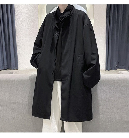 Manteau coupe-vent Long pour hommes, manteau de marque britannique, ample, rétro, décontracté, printemps et automne