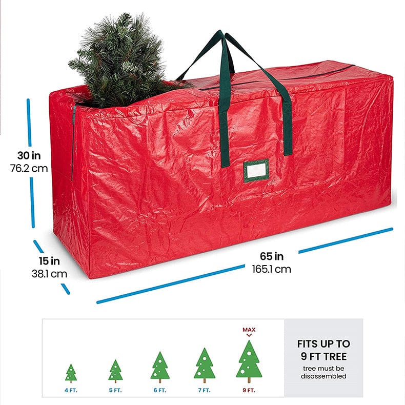 Christmas Storage Bag for Artificial Decomposable Trees in Red - Holiday Organizing and Collecting Tree Bag