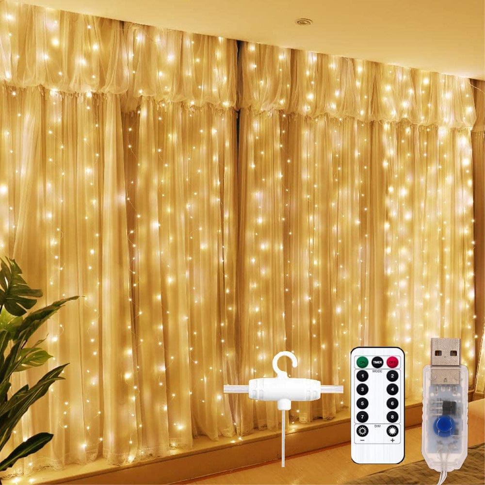LED Curtain Lights with Remote Control for Room Decoration - Popular Starry Christmas Lights for Bedroom Setting