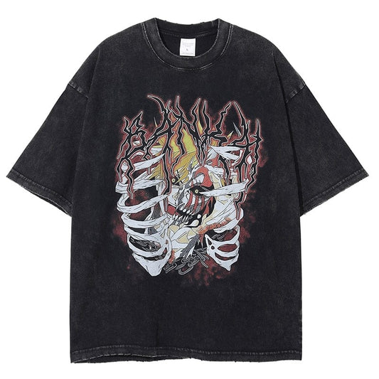 "ERUPT" - Camiseta extragrande de anime con lejía lavada vintage de Ichigo
