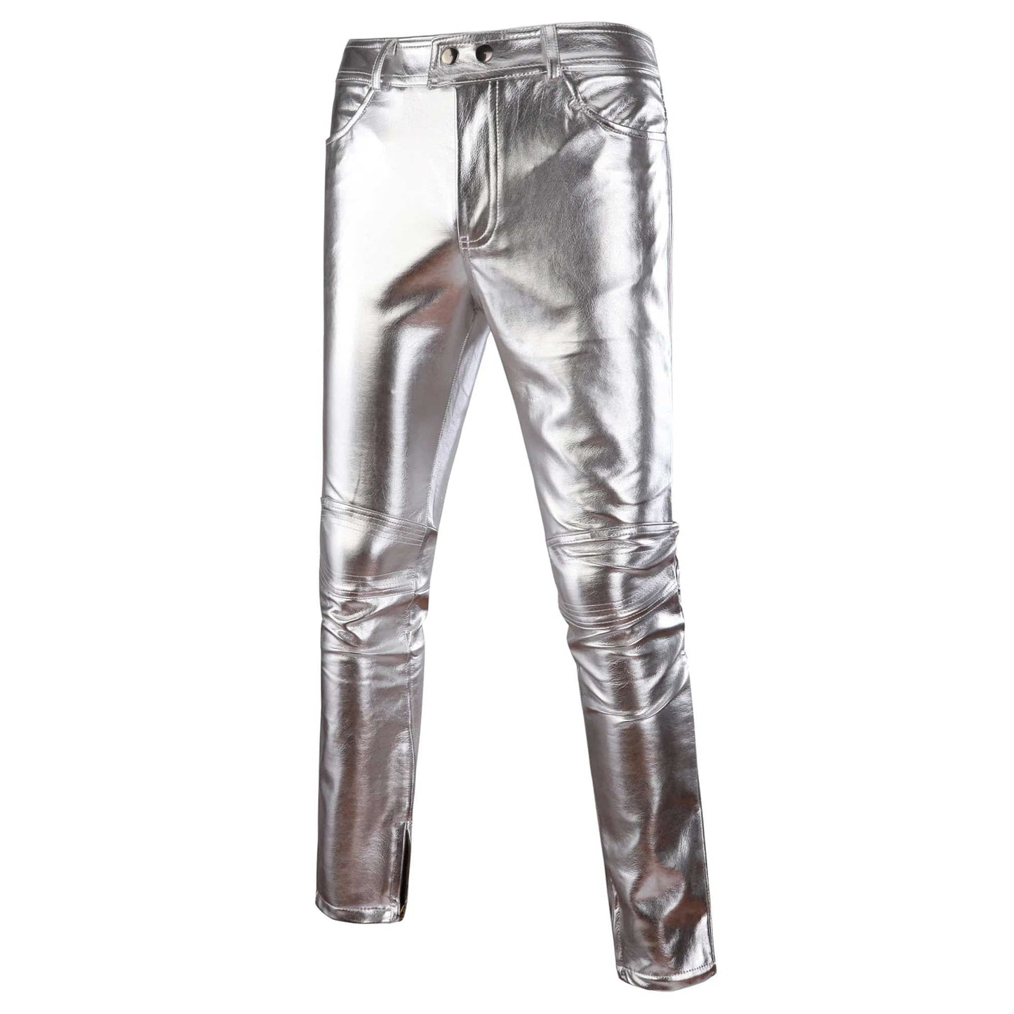Slim Men PU Leather Pants Male Trousers Tight Pants Male Motorcycle Punk Pants Zipper Fly Men's Regular Full Length Pants