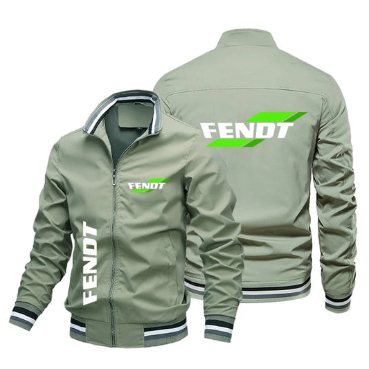 Fashion Men's Aviator Jacket Brand FENDT Logo Standing Collar Men's Jacket Outdoor Casual Windproof Motorcycle Top