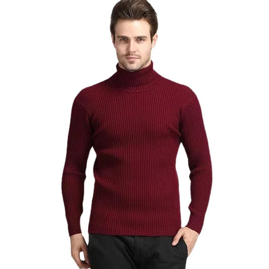 Men's Turtleneck Sweater Eu Size Casual Solid Color Vertical Pullovers