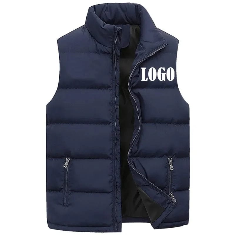 Customized Men Waistcoat Coats & Jackets Thick Stand Collar Solid Color Cotton Vest Duck Down Jacket Sleeveless