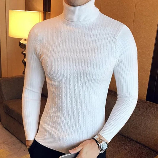 2023 New Arrival Men Turtleneck Sweater Solid Color Slim Fit Autumn Winter Pullover Men Jumpers Men Clothing Casual knit Sweater