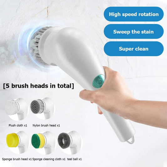 Waterproof Electric Handheld Scrubber Bathtub Sink Bathroom Kitchen Tile Clean Brushes Washing Tool Drill Brush Set with 5 Heads